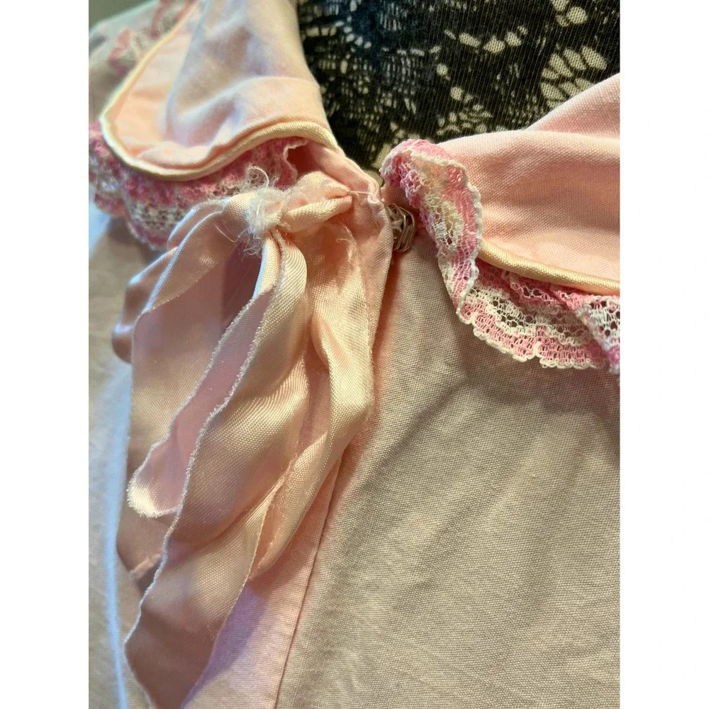 Vintage 1950s Handmade Housecoat Size S Pink Mid Century Modern Coquette Retro